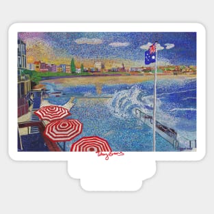 Bondi Icebergs painting  (dark/coloured clothing edition) Sticker